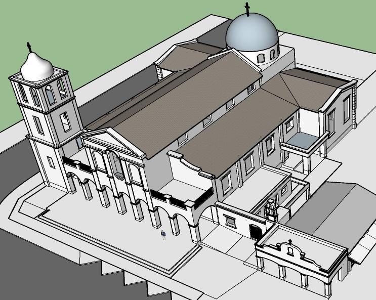 Vista aérea 3D del nuevo templo