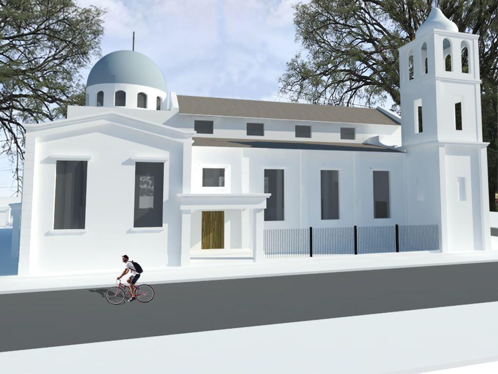 Render lateral del templo